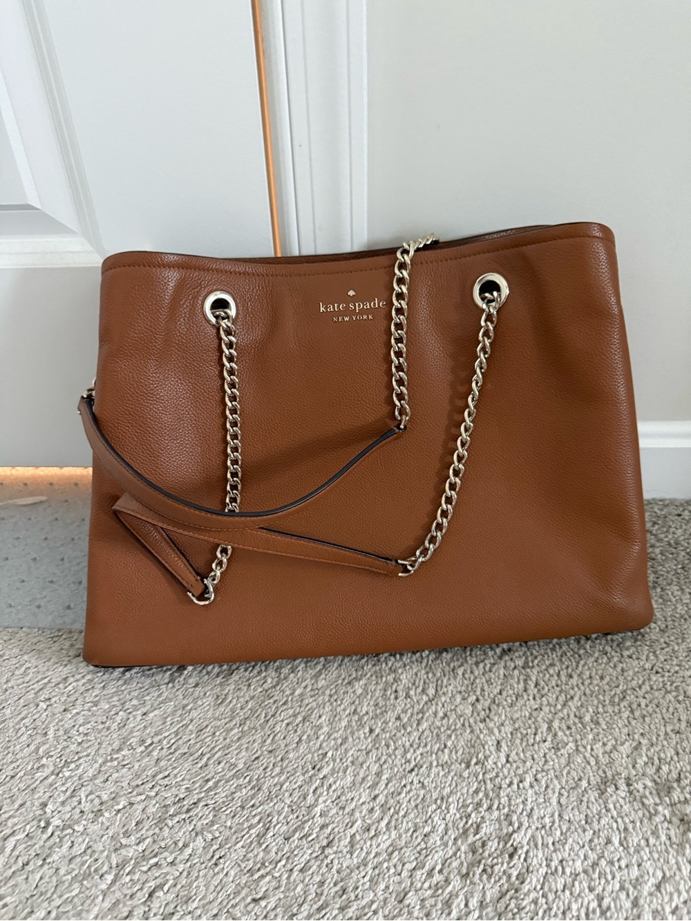 kate spade Brown Pebbled Leather Chain-Handle Tote
